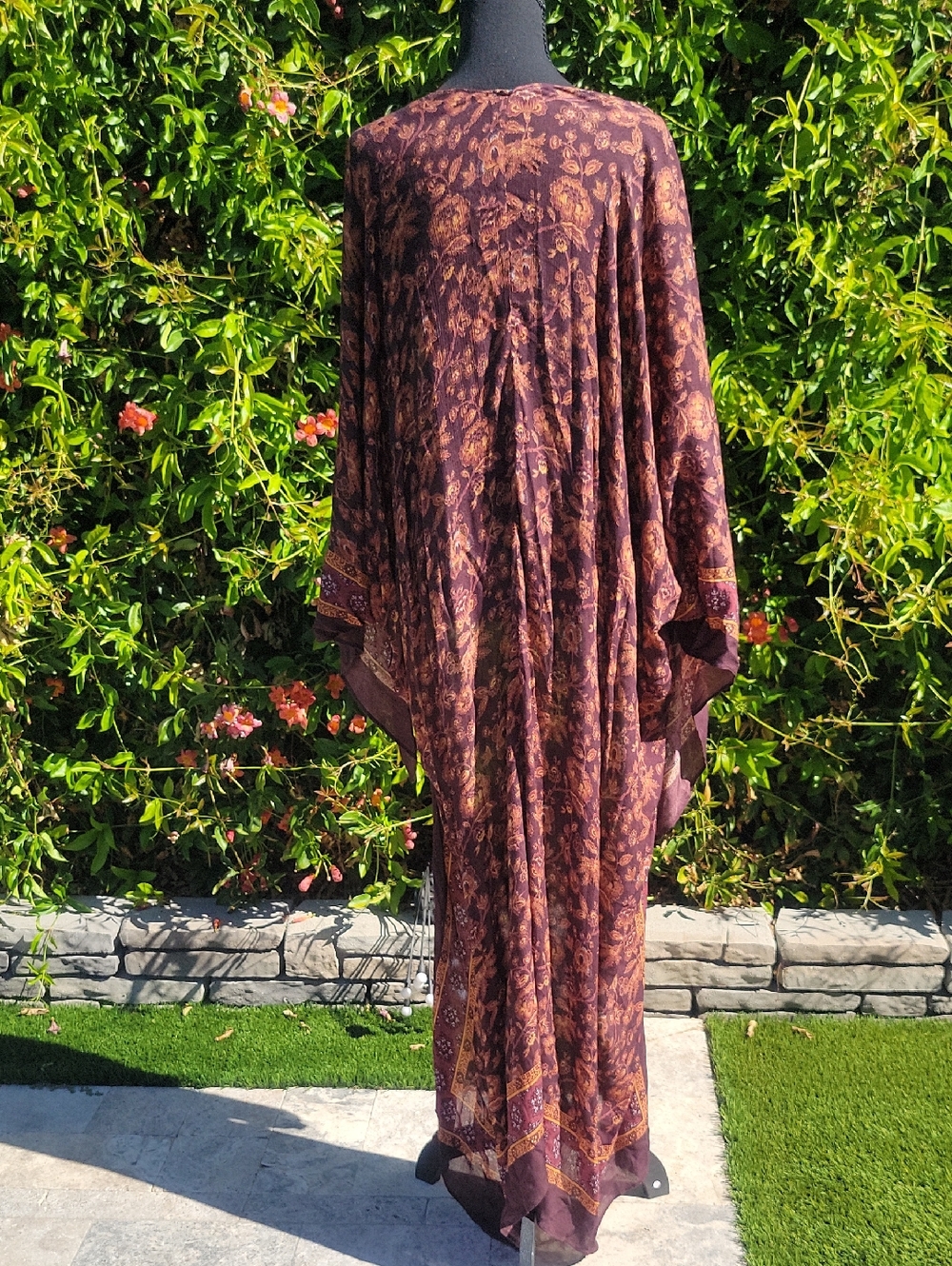 Sundance Long Kimono, Browns And Burgandy Boho Vibes - Picture 5 of 13